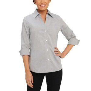 NWT Foxcroft Womens Size Medium Gray Non-Iron Essential Paige Shirt Top NEW